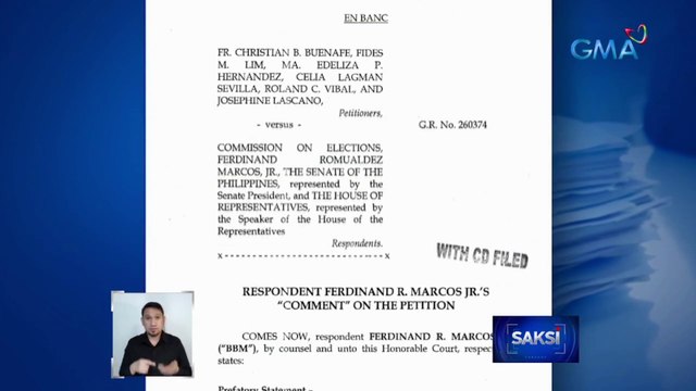 Kampo ni President-elect Bongbong Marcos hiniling sa Korte Suprema na ibasura ang petisyon na humihiling na ikansela ang kanyang Certificate of Candidacy | Saksi