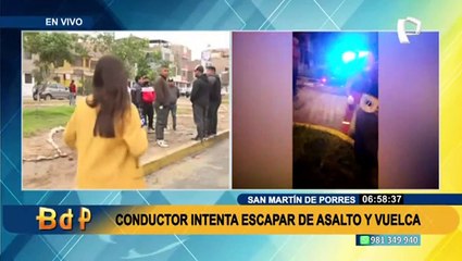 SMP: Conductor intenta escapar de asalto y vuelca tras ser baleado