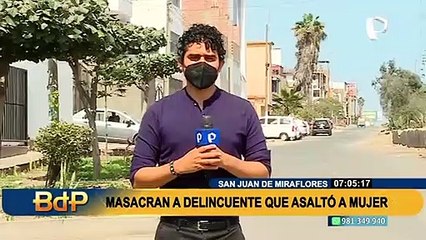 Justicia popular en SJM: tirado en el piso y con labio partido terminó ladrón tras asaltar a mujer