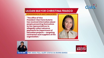 Kampo ni VP-elect Duterte, nagbabala vs. mga taong magpakilalang tauhan niya | UB