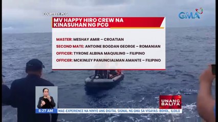 4 crew ng MV Happy Hiro na nakabangga sa fishing boat sa Palawan, kinasuhan | UB