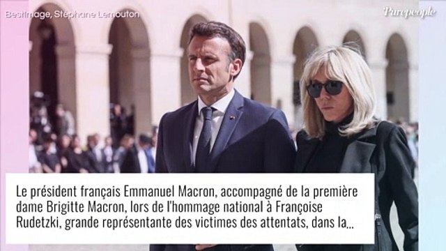 Brigitte Macron : Tout de noir vêtue au bras d'Emmanuel pour honorer Françoise Rudetzki