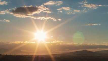 clouds and mountains at sunset