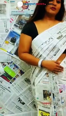 എവിടുന്ന് കിട്ടി ഈ ഐഡിയ? ന്യൂസ്പേപ്പര്‍ സാരി ഗേള്‍ മെറിന്‍ പറയുന്നു...വീഡിയോ