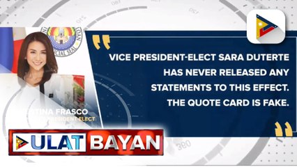 Kampo ni VP-elect Sara Duterte, nagbabala vs pekeng quote card hinggil sa usapin ng panukalang amyendahan ang K -12, ROTC, at mandatory military service