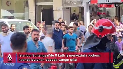 Sultangazi'de iş merkezinde yangın: 6 kişi dumandan etkilendi