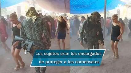 Circula video de hombres armados y camuflados bailando en boda