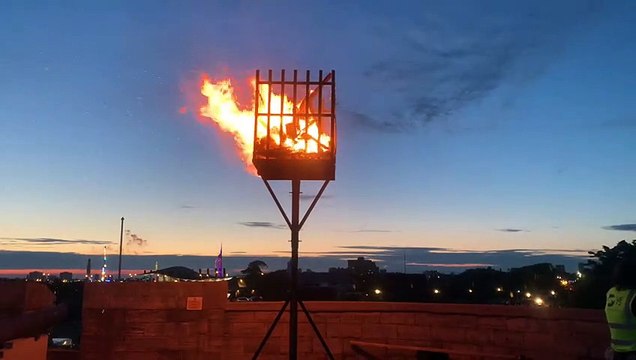 Southsea Castle beacon lighting in celebration of the Queen's Platinum Jubilee