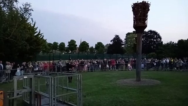 Lighting of Queen's Platinum Jubilee beacon in Stamford, Lincolnshire - the piper