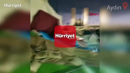 Aydın'da sergi alanını kuvvetli rüzgar vurdu, çadırlar devrildi