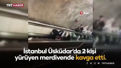 Kavga ederken merdivenden yuvarlandılar
