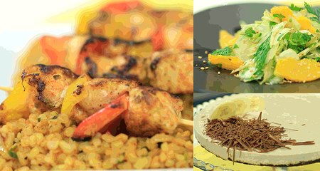 Borghol légumes et kebab, Salade de fenouil à l'orange, Cheesecake glacé - Koujinetna Haka EP 08
