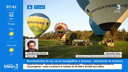 France Bleu Drôme Ardèche fête avec Annonay le premier vol d'une montgolfière.