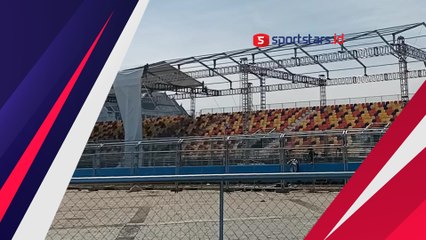 Atap Tribun Penonton Formula E yang Sempat Ambruk Sudah Mulai Terpasang
