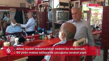 Ailesi maddi imkansızlıklar nedeni ile okutamadı, 50 yıldır makas sallayarak çocuğunu avukat yaptı