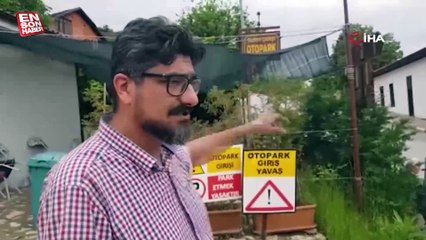 Freni boşalan iş makinesini böyle durdurdu