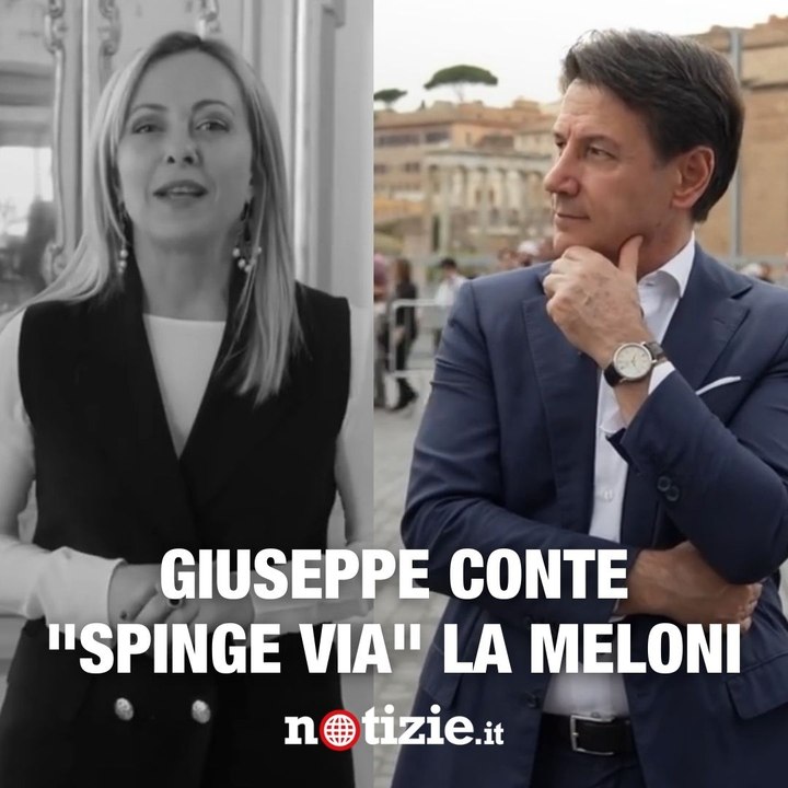 Giuseppe Conte "spinge via" la Meloni e attacca: "Toglie soldi ai lavoratori per spenderli in armi"