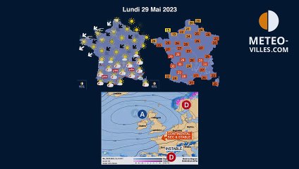 prévisions météo villes du lundi 29 mai 2023