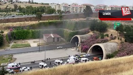 İzmir Bayraklı Tünelleri'nde tır yandı