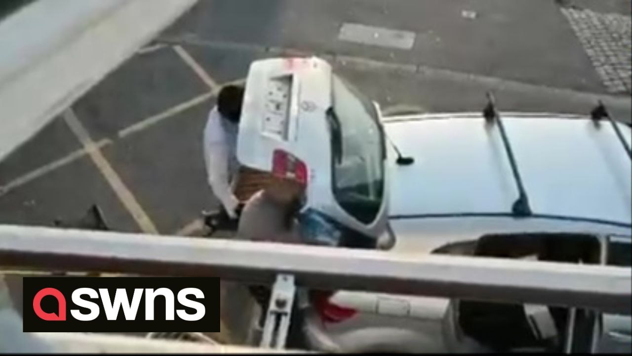 Footage shows two thieves stealing roughly £10,000 worth of vape pens and cigarettes