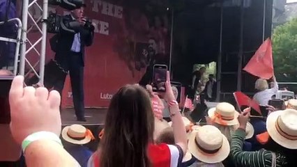 Luton Town's players arrive on stage