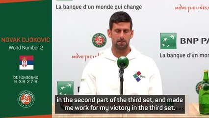 Djokovic full of praise for young Kovacevic after French Open showdown