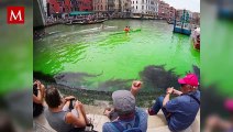 Aguas del Gran Canal de Venecia se tiñen de verde; autoridades ya investigan la causa