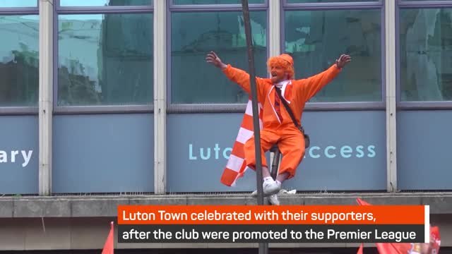 Luton Town celebrate promotion with their fans