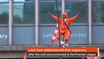 Luton Town celebrate promotion with their fans