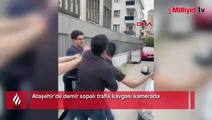 Ataşehir'de demir sopalı trafik kavgası kamerada
