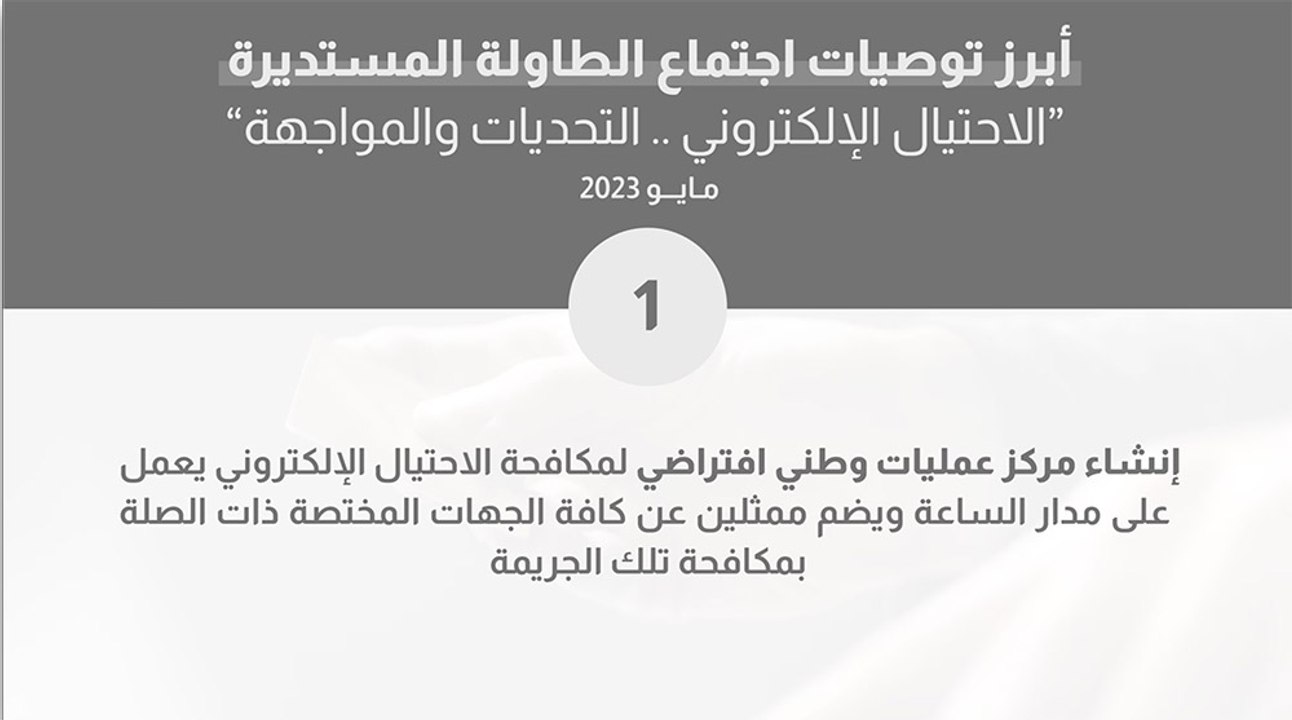 أبرز توصيات اجتماع الطاولة المستديرة تحت عنوان "الاحتيال الإلكتروني .. التحديات والمواجهة"