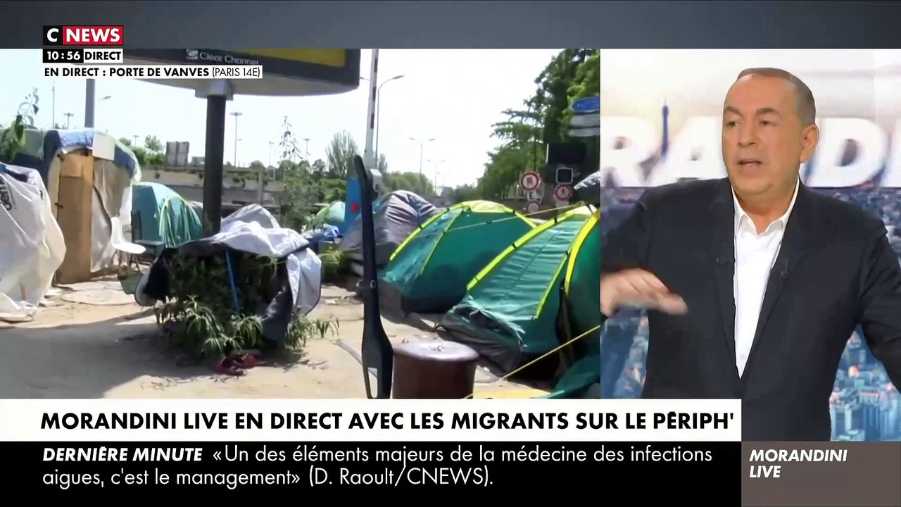 L’équipe de "Morandini Live" prise à partie en direct et interdite de filmer ce matin dans un camp de migrants installé au bord du périphérique alors que des dizaines de personnes dorment sur place - Regardez