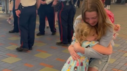 Little girl is delighted when aunt and cousin join her for a Disneyland trip