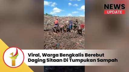 Viral, Warga Bengkalis Berebut Daging Sitaan Di Tumpukan Sampah