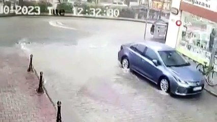 Rögar kapağına takıldı, 2 metre uçtu