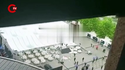 TOBB’un 79. Genel kurulu için bahçede kurulan yemek çadırı çöktü