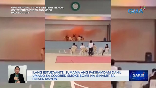 Ilang estudyante, sumama ang pakiramdam dahil umano sa colored smoke bomb na ginamit sa presentasyon | Saksi
