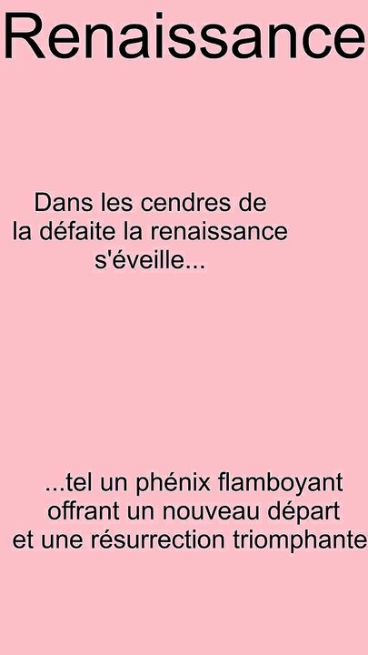 Dans les cendres de la défaite la renaissance s'éveille...