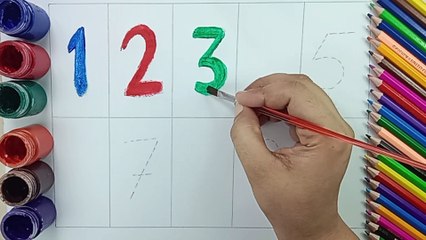 HOW TO LEARN AND WRITE COUNTING 1 TO 10 /NUMBERS  /COLOURS NAME /ONE TWO THREE /STARS SCHOOLING