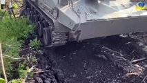 Russian tanks blast Ukrainian armoured vehicle o the battlefield