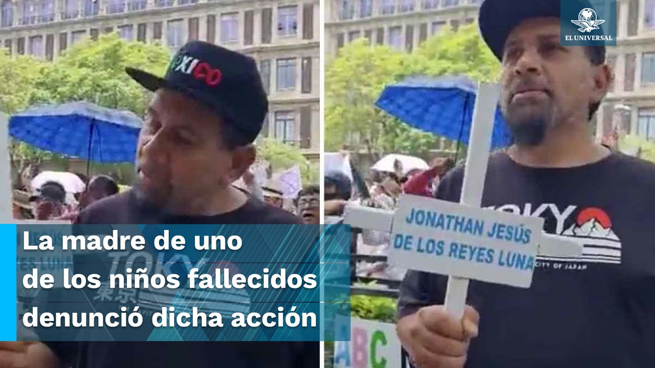 Manifestante contra SCJN destruyó memorial de la guardería ABC y usa cruces como armas