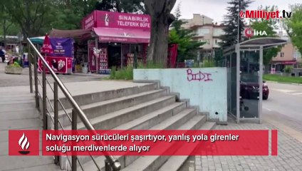Merdiveni gören yol zannedip aşağı uçuyor
