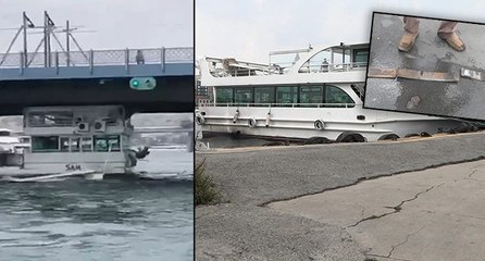 Tekne Galata Köprüsü’ne çarptı