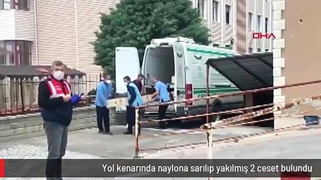 Yol kenarında naylona sarılıp yakılmış 2 ceset bulundu