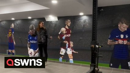 Artist has created a stunning life-like mural in the home gym of Premier League and France footballer Lucas Digne