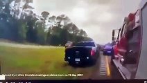 سائق يطير من على سطح شاحنة لتشتته ومشاهدة حادث آخر على الطريق