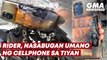 Rider, nasabugan umano ng cellphone sa tiyan | GMA News Feed