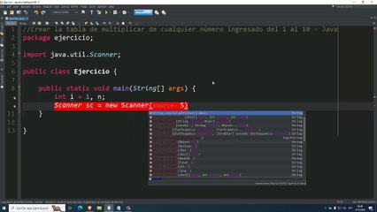 Crear la tabla de multiplicar de cualquier número ingresado del 1 al 10 en Java