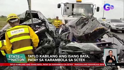 Tatlo kabilang ang isang bata patay sa karambola sa SCTEX | SONA