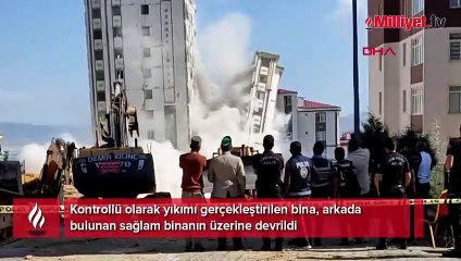 Kahramanmaraş'ta korku dolu dakikalar! Hasarlı bina sağlam binanın üzerine devrildi
